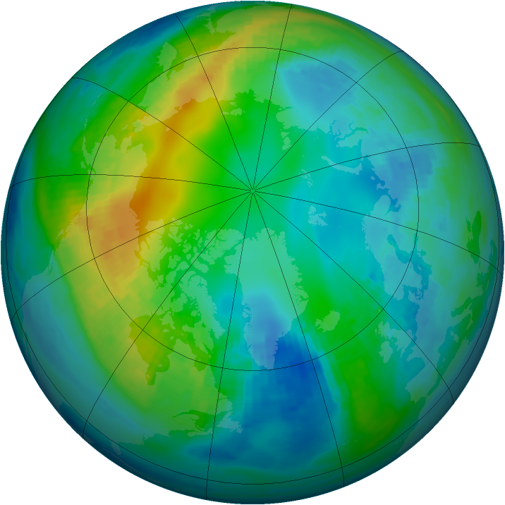 Arctic ozone map for 11 November 1989